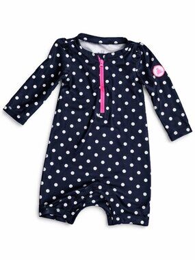 Baby Gap Navy Polka Dot Long Sleeve Swimsuit Rashguard Size 12-18 Month